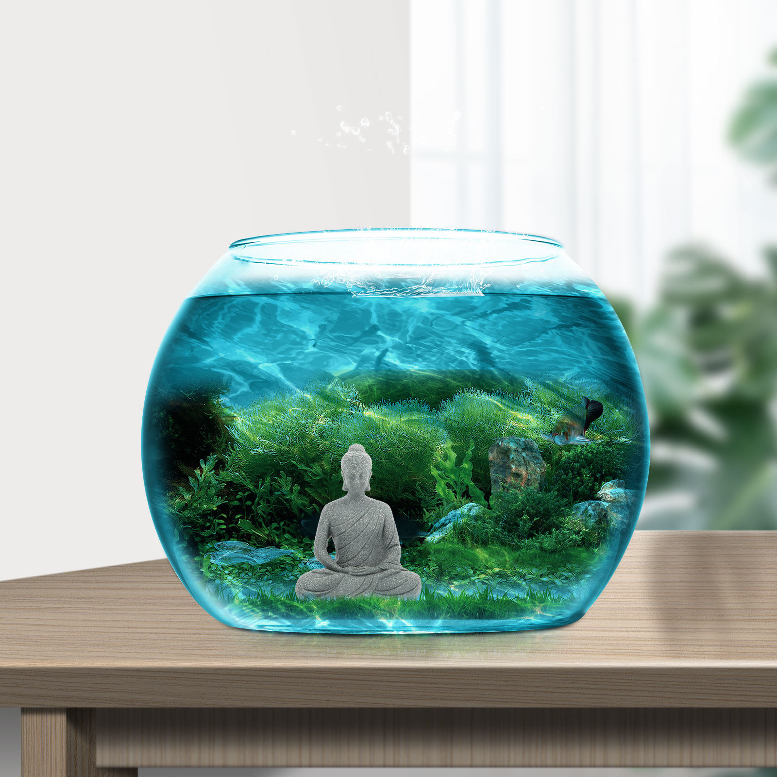 Mini Estátua de Buda em Resina - Aquarium Mini Fish avaliação e preço